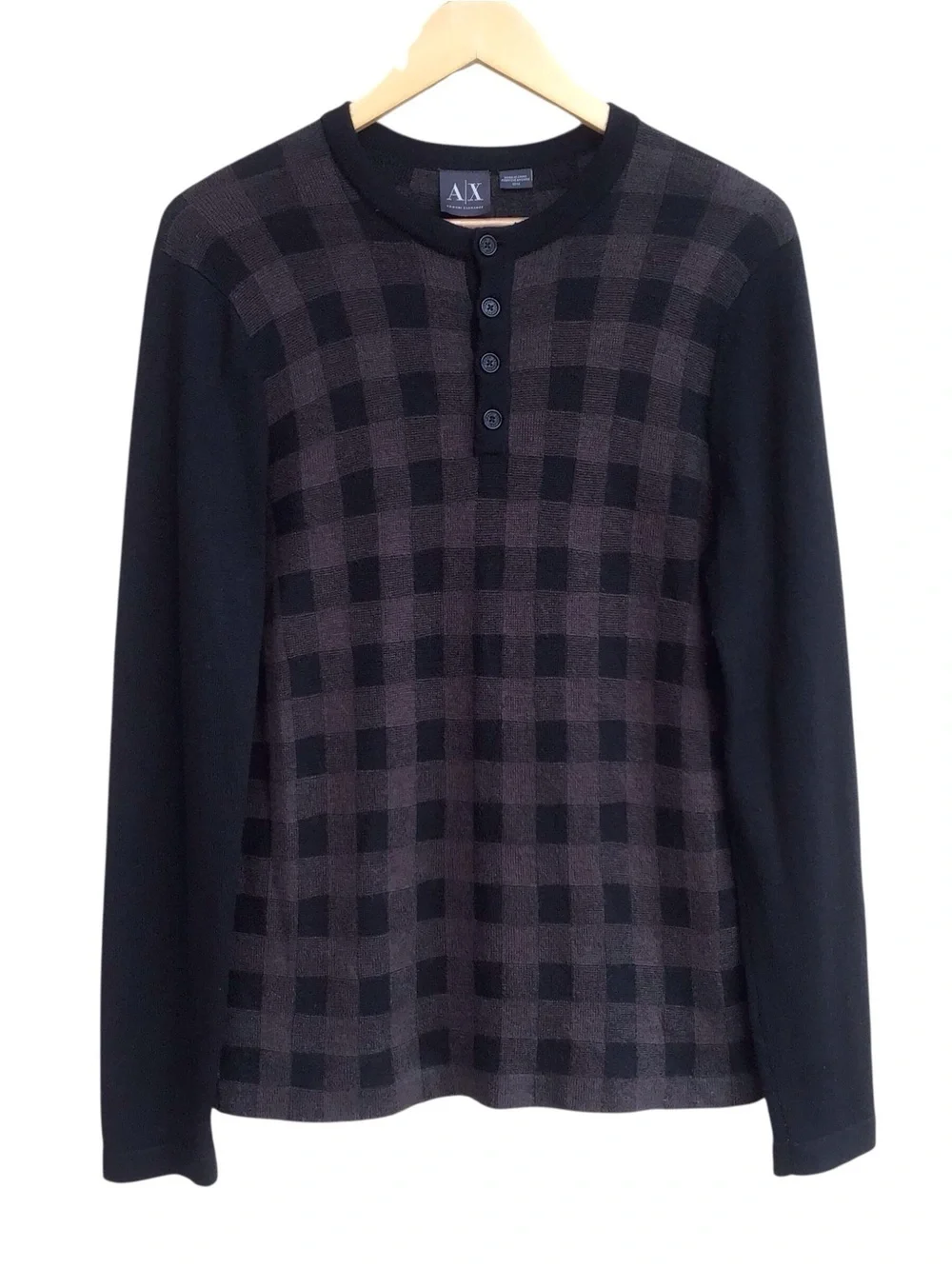 Armani Exchange Merino Wool Blend Checkered Sweater Size Medium